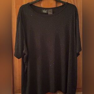 Kathie Lee Collection Black Glitter Blouse